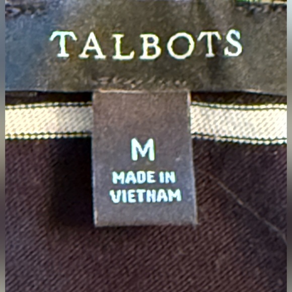 Talbots 100% Pima Cotton Black White Striped Long Puff Sleeve Crew Neck Top M - Picture 6 of 10